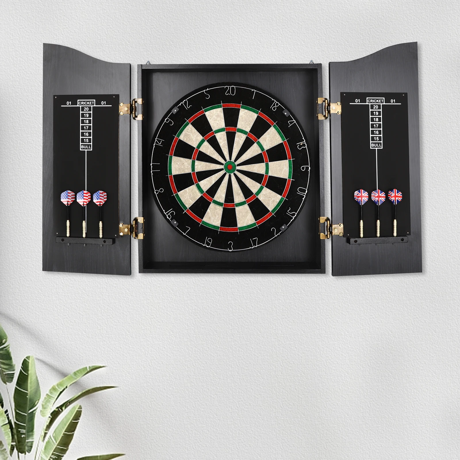 

All-In-One Dartboard Set with Protective Wall Cabinet, Prevents Damage & Includes 6 Darts