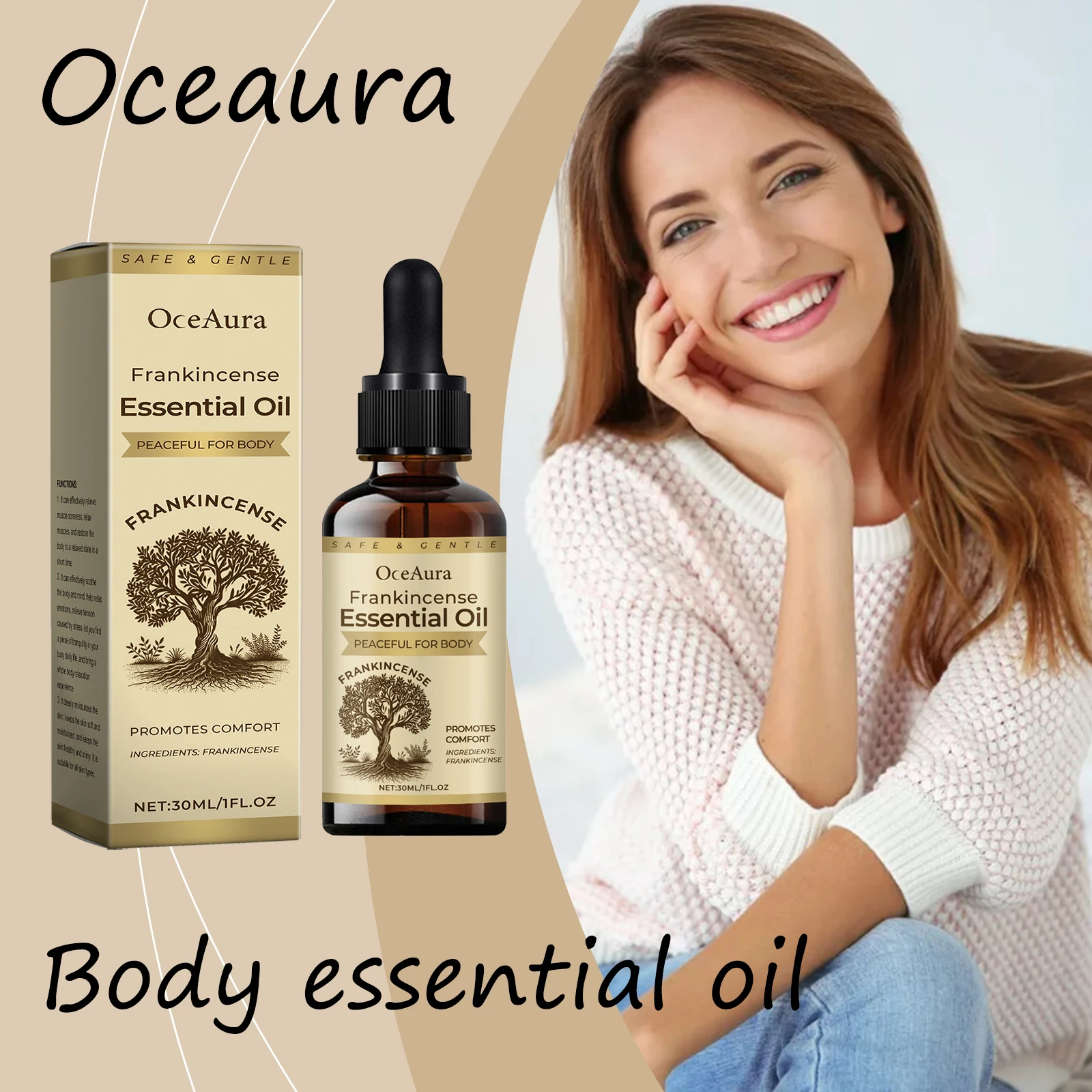 

Oceaura Frankincense Essential Oil Reduce Anxiety and Fatigue Massage Muscle Relaxing Soothing Mood Relief Stress Body Oil