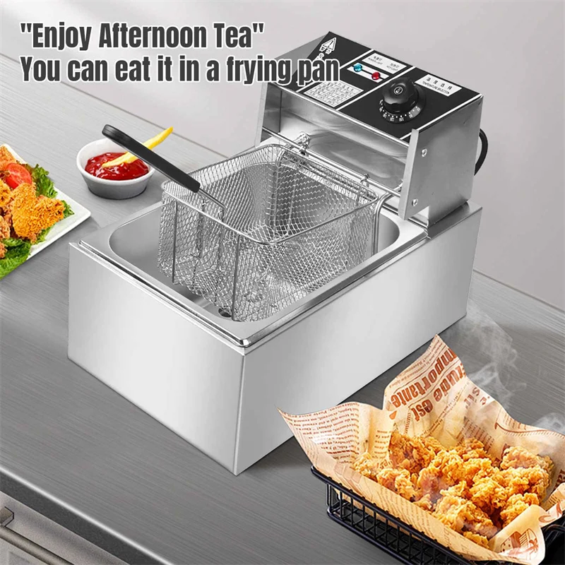 Household Electric Fryer 6L 2500W Multifunctional Intelligent Stainless Steel Automatic Constant Temperature Fryer Cookware