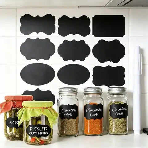 36 Black Label Stickers Matte Finish​ – Self Adhesive Durable Paper Perfect Bins Files Storage Containers