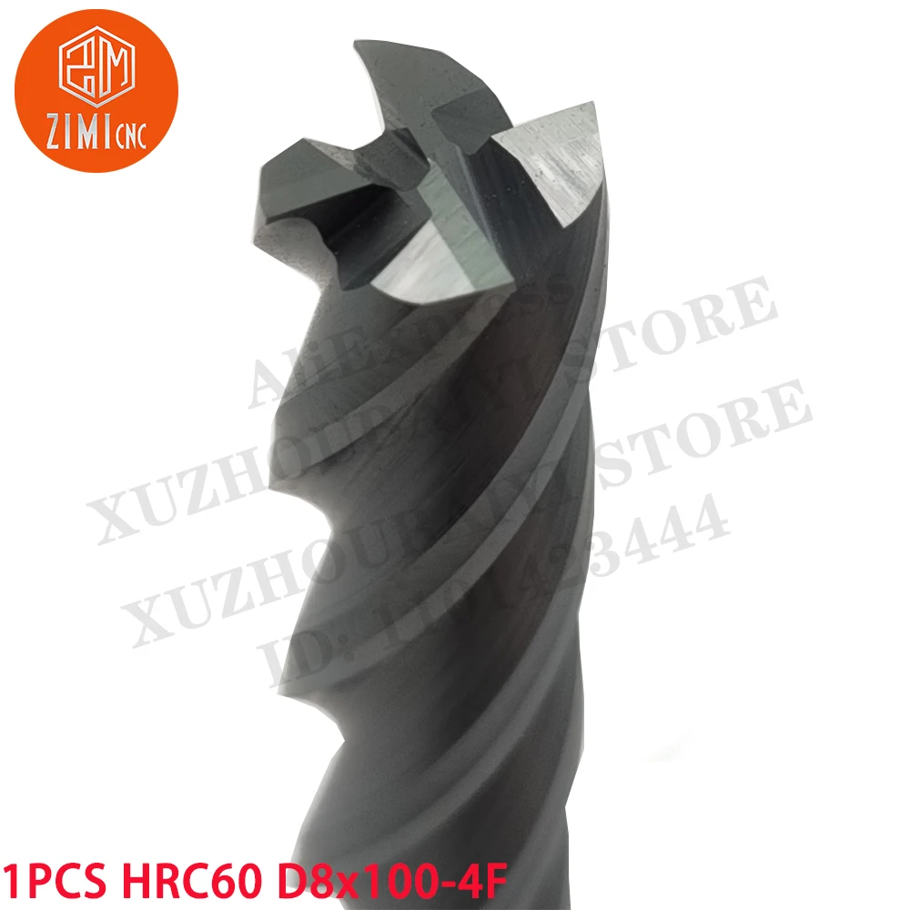 1PCS HRC60 D8X100-4F high speed steel end mill CNC tool indexable milling cutter tool HRC60 D8X100-4F metal lathe cutting tools