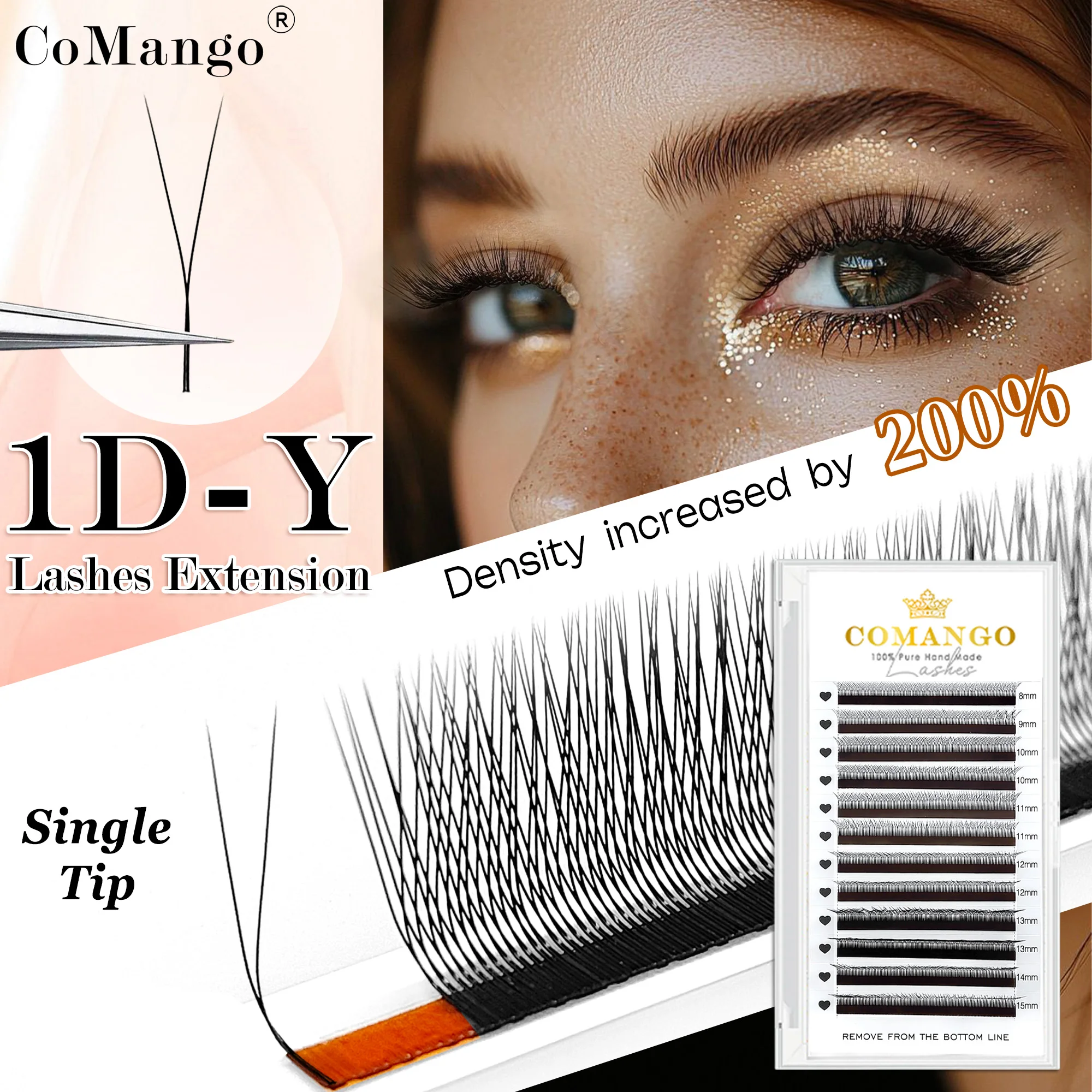CoMango 12 Reihen 2D Y (1D YY) Wimpernverlängerung vorgefertigte Volumen-Fächer Kunstmink-Wimpern natürliche falsche Wimpern Netz-Kreuz-Wimpern Make-up-Werkzeuge