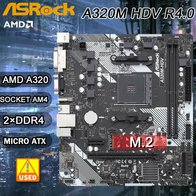 A320 Motherboard ASROCK A320M HDV R4.0 Socket AM4 DDR4 32GB M.2 PCI-E 3.0  support R3 R5 R7 R9 AMD cpu USB3.1 VGA Micro ATX