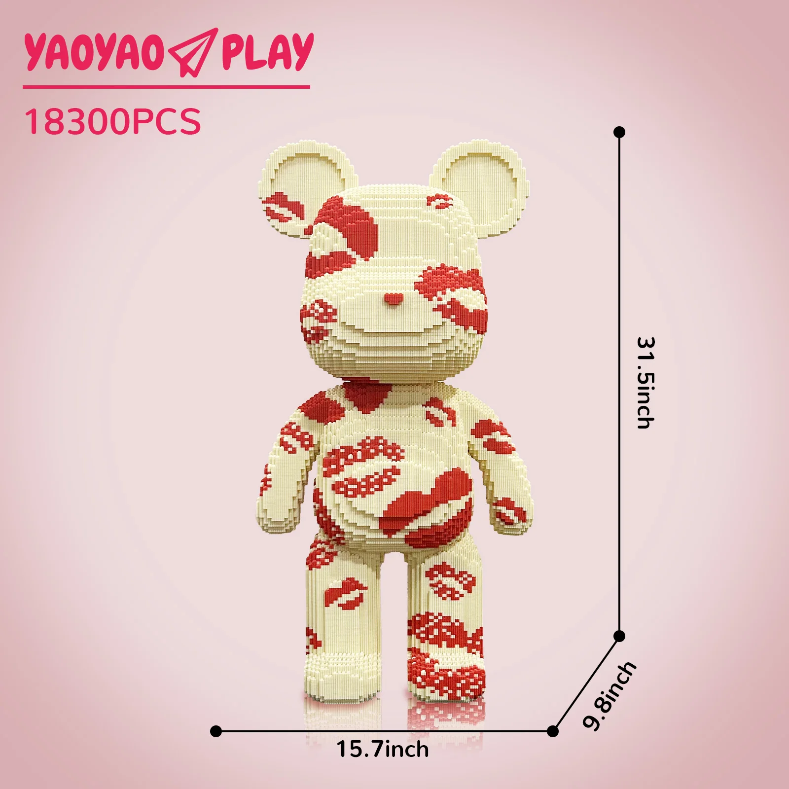 Kissy gigantische beer, yaoyaoplay bouwsteenspeelgoed, verjaardagscadeau, educatief, jongens meisjes decor, cool in elkaar grijpende baksteen cadeau