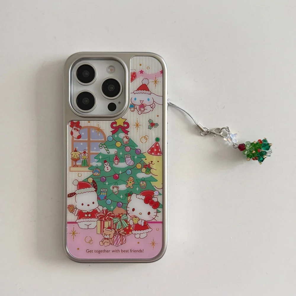 

Gold-Plated Christmas Tree Hello Kitty Phone Case, Compatible with iPhone 16 Pro Max 17 13 14 15 Pro, Shockproof Protective Case