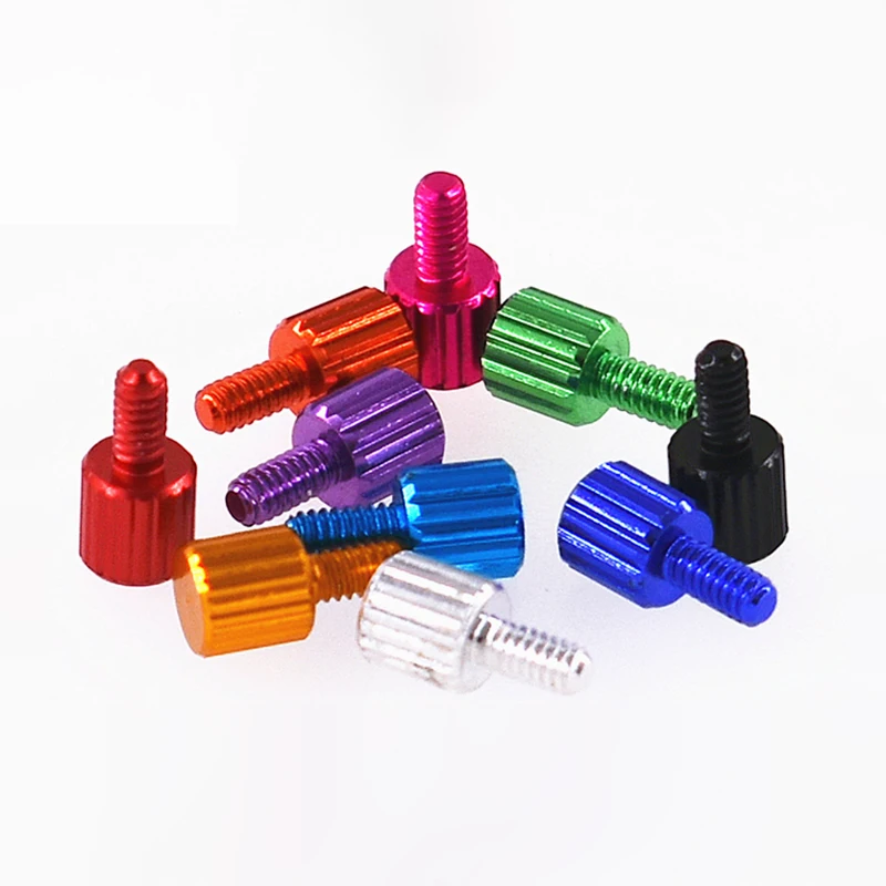 M2 x 4, 8, 12, 15mm 다채로운 알루미늄 합금 널링 엄지 나사, 손으로 조여주는 손가락 나사 DIY, 컴퓨터 케이스, 모델 비행기용, 5 개