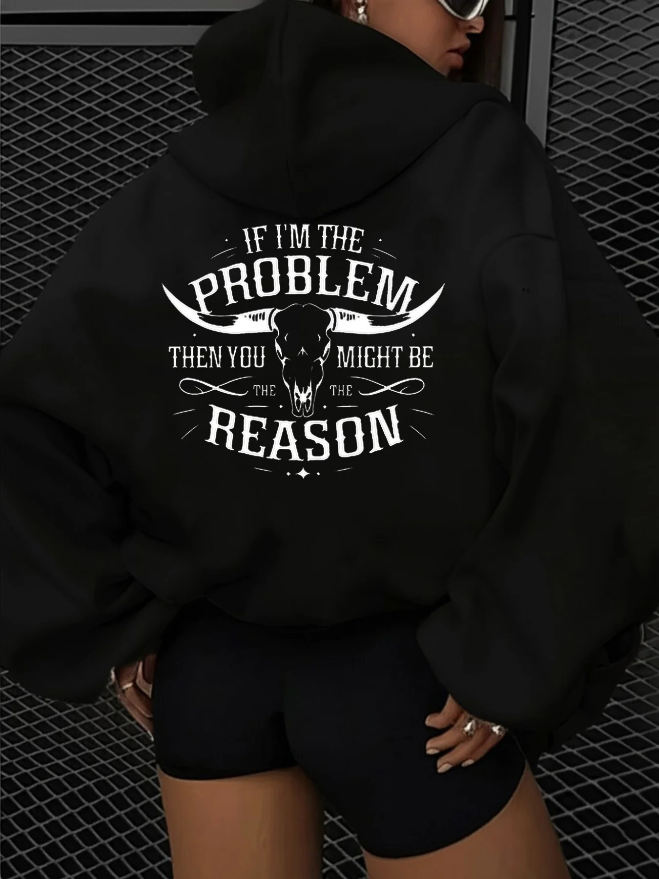 Problem Reason Pattern Hoodie Women's Cotton Vintage Creative Hip Hop Clothing Pocket High Quality Fashion Pullover Sweatshirt