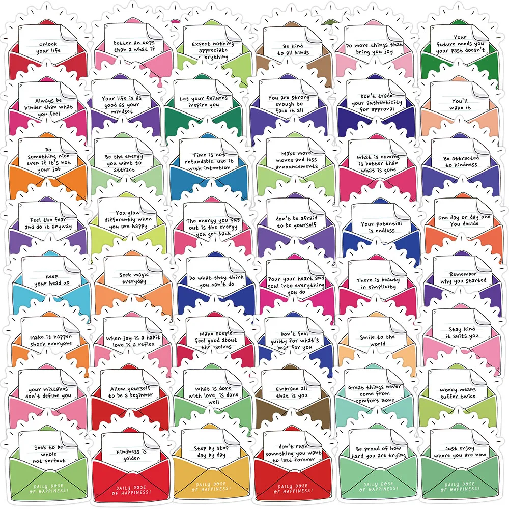 50PCS daily dose of happiness sticker decoration guitar phone case DIY suitcase laptop waterproof sticker