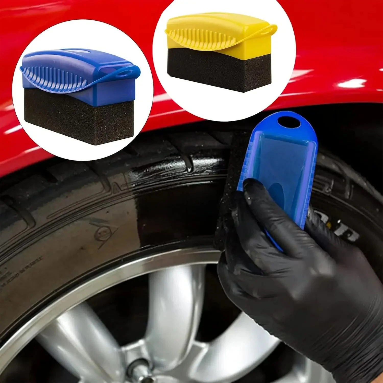 Brosse éponge de polissage de roues de voiture ABS, brosses de nettoyage de lavage de pneus de voiture, tampon applicateur de pansement de détail de Contour