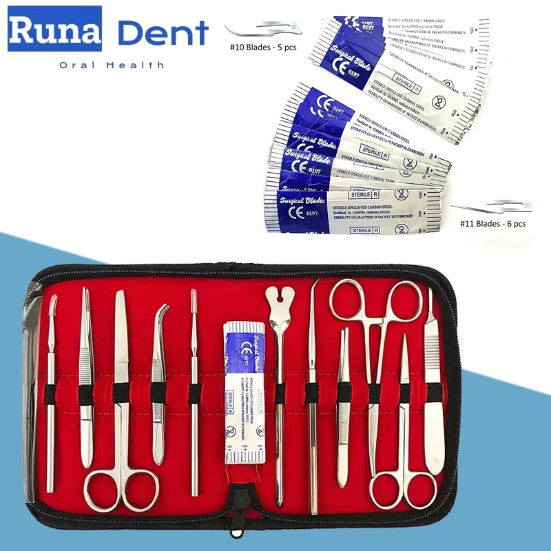 

Набор для изучения анатомии зубов, 22 предмета, из нержавеющей стали, для студентов, инструменты для оральной хирургии: зонды, ножницы, пинцеты