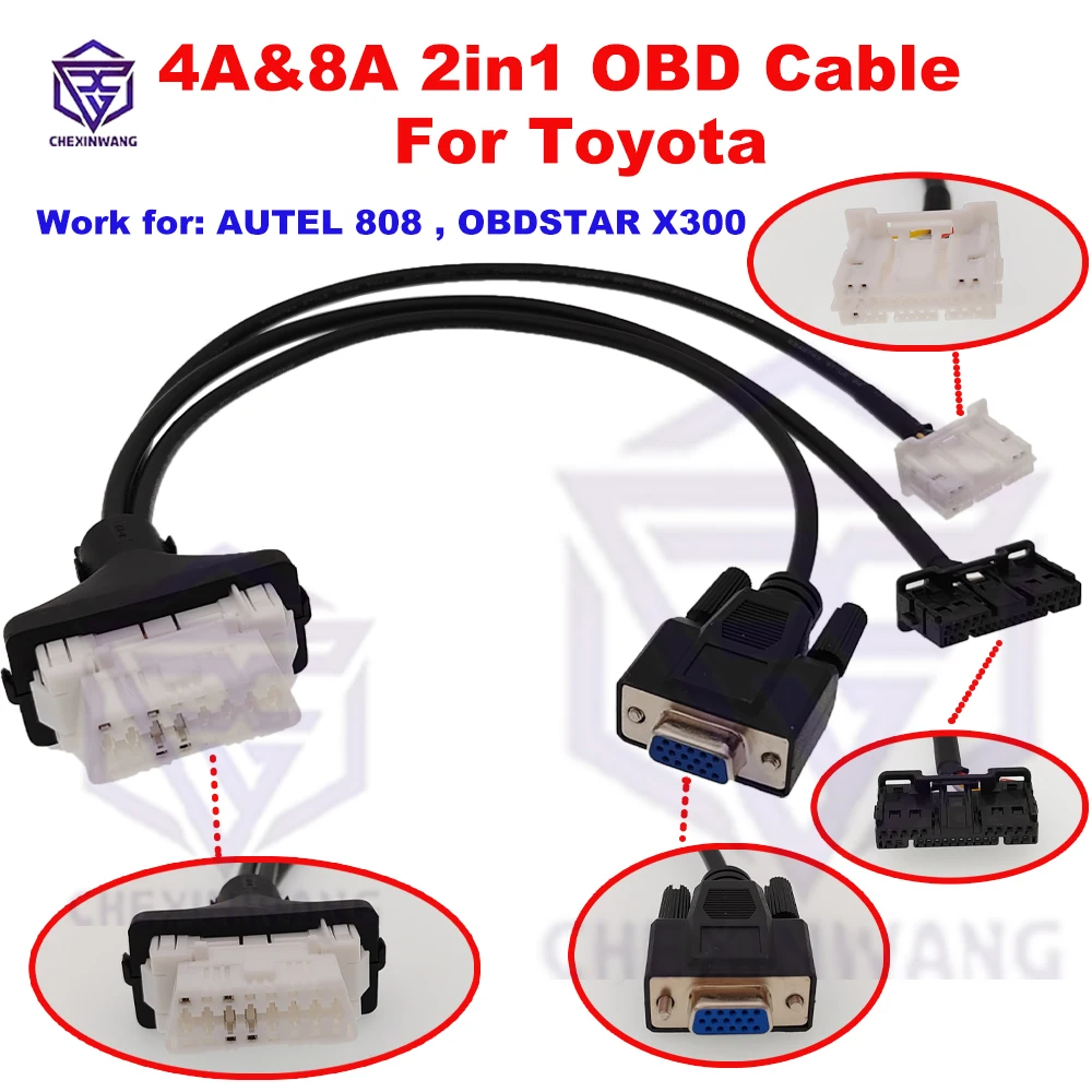 For Toyota 4A And 8A 2in1 Directly Programming OBD Cable for Toyota Remote Programming Work For Autel GBox OBDSTAR X300 DP PAD2