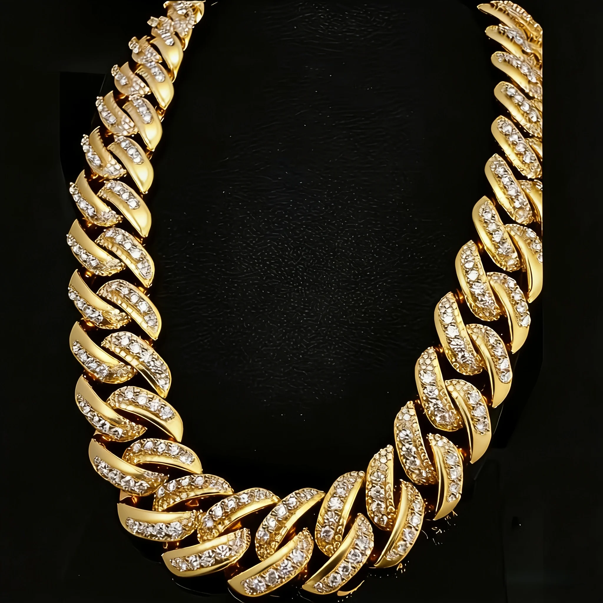 

Мужская массивная цепочка «Кубинская цепь» - 20 мм шириной, позолоченная 18-каратным золотом, золотистая, с звеньями типа «бокс», подходит для рэперов, на майский месяц (камень рождения)