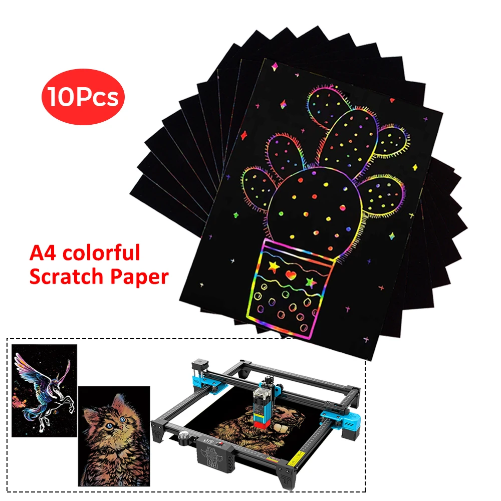 10/50Pcs DIY Drawing Gift Laser Engraver Magic Color Rainbow Scratch Art Paper Card Set Random Color For Laser Engraving TTS-55