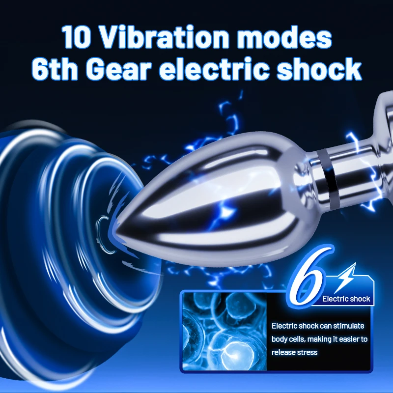 Butt Plug With Vibrator And Current Electric Shock Metal Anal Plug Wireless Remote Vibration Electro Sex Toys for Men/Women/Gay