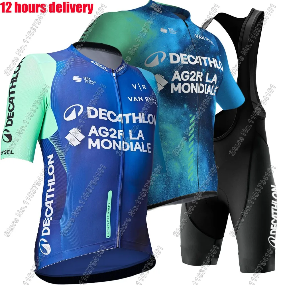 Maillot Ag2r Cycling Jersey 2025 Set Short Sleeve France Blue Clothing Mans Road Bike Shirts Suit Bicycle Bib Shorts MTB Wear