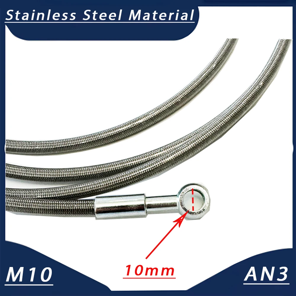 SilveryLengh10cm-500cm 0 Degrees 28 Degrees  Braided Oil Hoses Line Tube Pipe Motorcycle Universal Racing Hydraulic Brake Hose