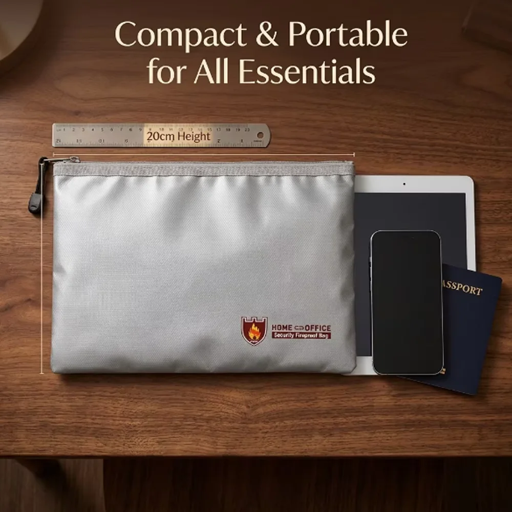 Fireproof Office Document Storage Pouch, Fireproof Document Organizer, Medium Size 29 X 20 cm