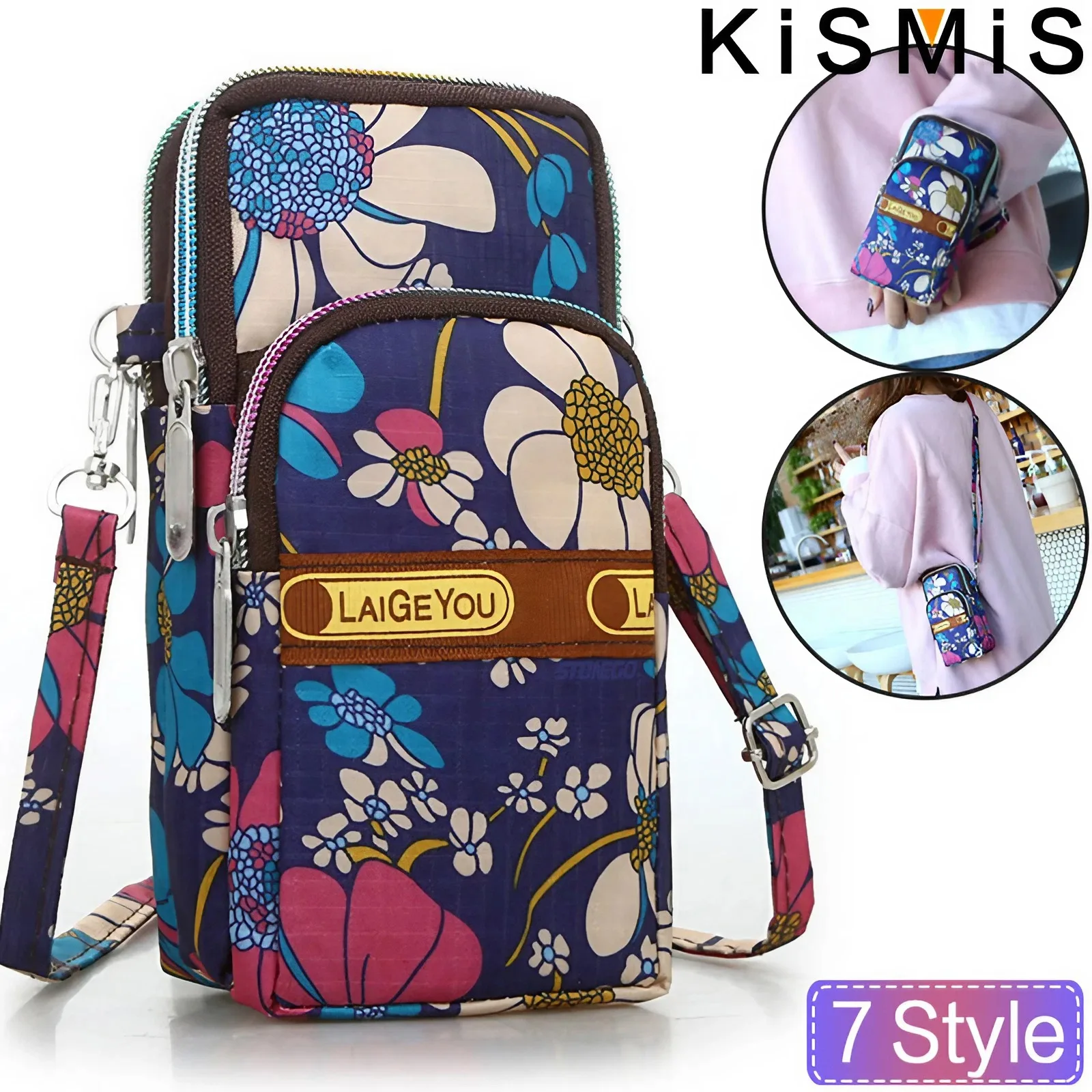 KISMIS 7 style Outdoor Sports Mobile Phone Bag Running Wrist Bag Small Mobile Purse (shoulder / Hanging Neck / Wrist)