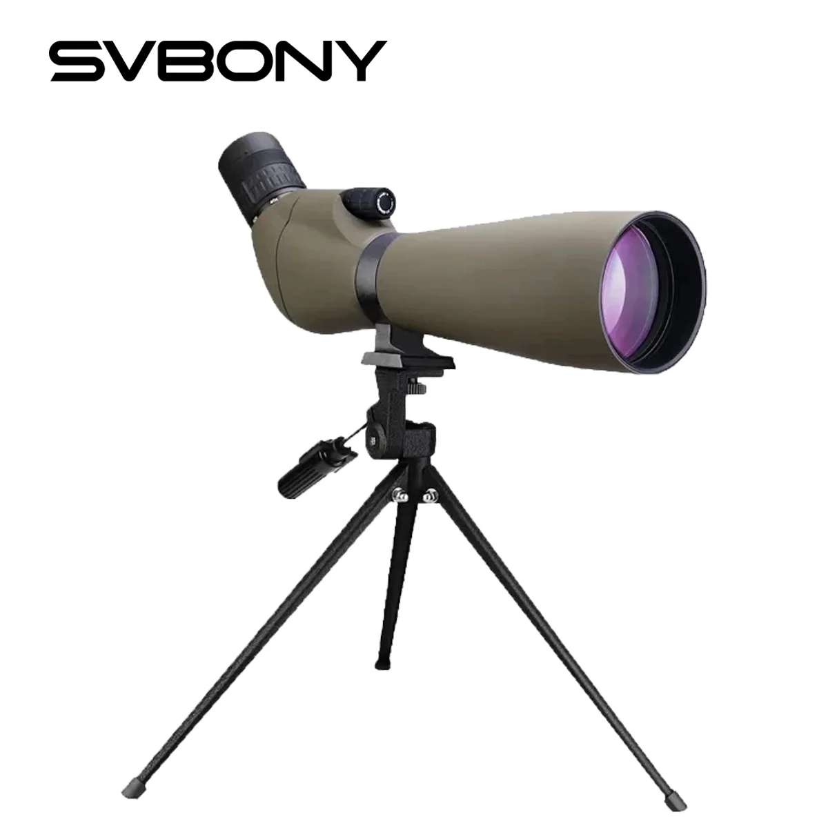 

Зрительная труба Svbony SV401 20-60x80 BK7 Silver + MC Prism IPX6 Водонепроницаемая подсветка со штативом Кемпинговое снаряжение