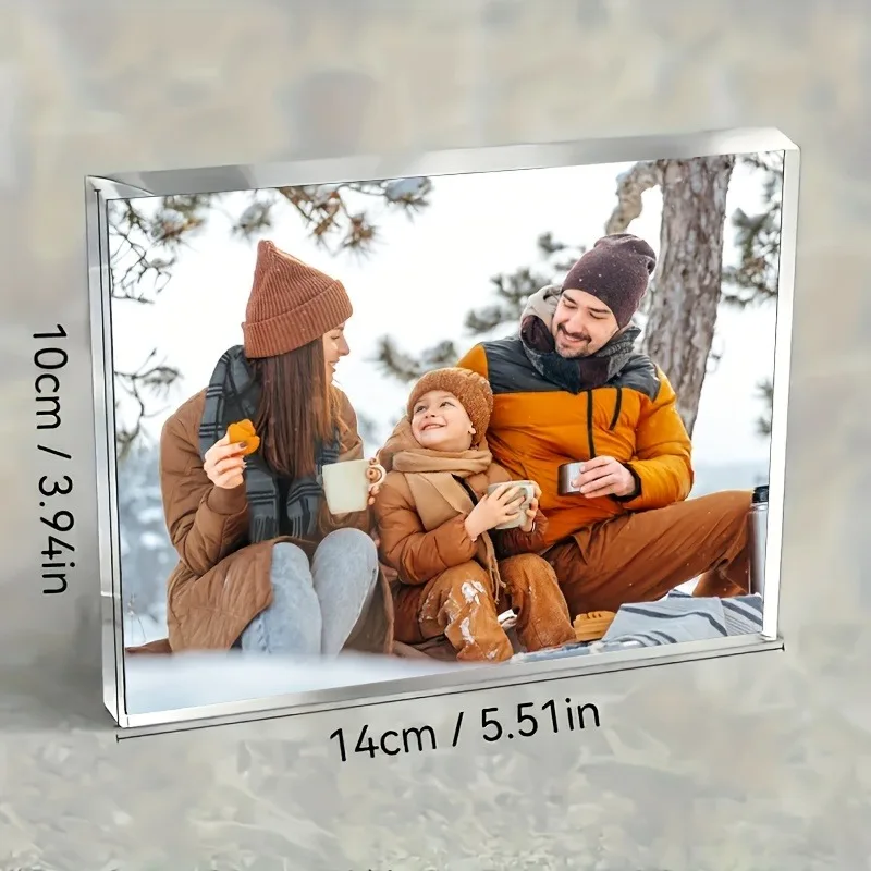 Bloc photo personnalisé en acrylique - Élégant souvenir transparent parfait pour les mariages, les anniversaires et les moments spéciaux