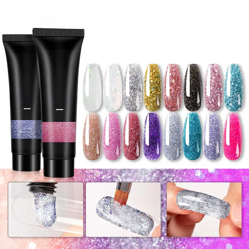 ROSALIND paillettes paillettes Poly Gel pour ongles Extension rapide de Gel de cristal constructeur d'art des ongles vernis hybride UV/LED lampe Base couche de finition