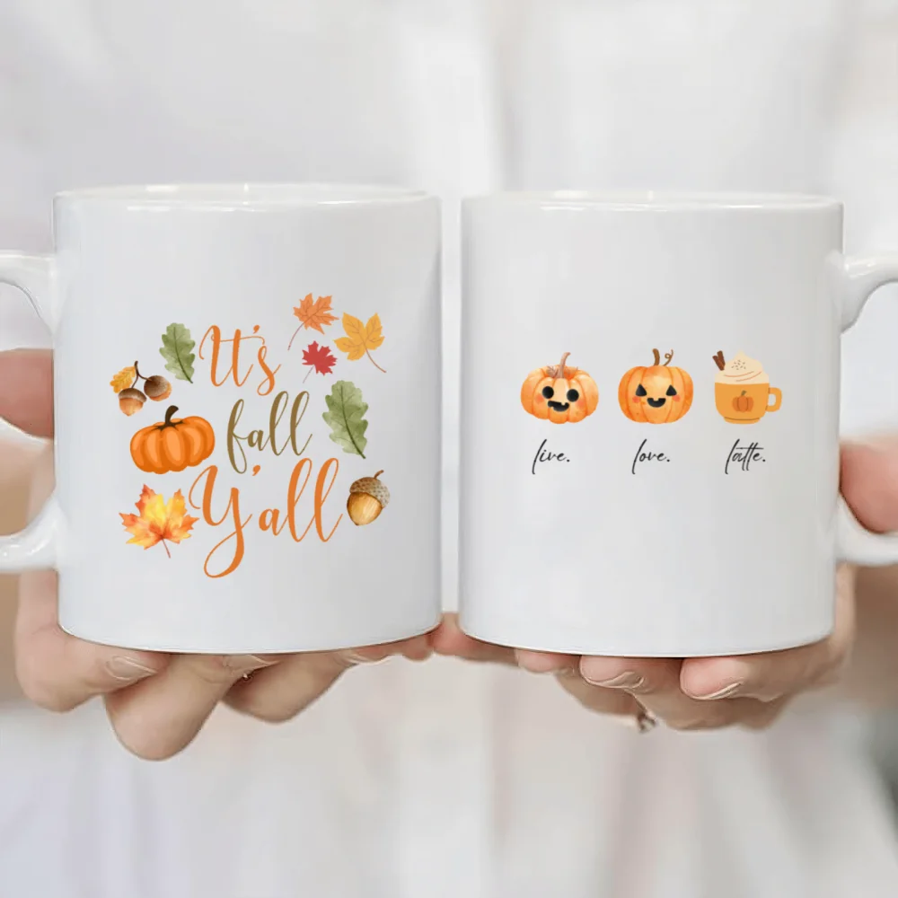 2 pcs 11oz  3A grade  interesting ceramic coffee mug for room Halloween decoration Birthday Christmas Holiday gift Double Sided