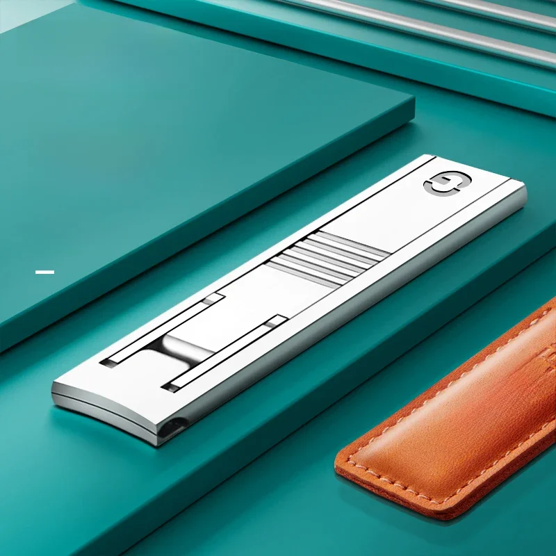 MR.GREEN coupe-ongles Ultra mince coupe-ongles portables avec couverture en cuir de vache Texture supérieure outil de manucure en acier inoxydable