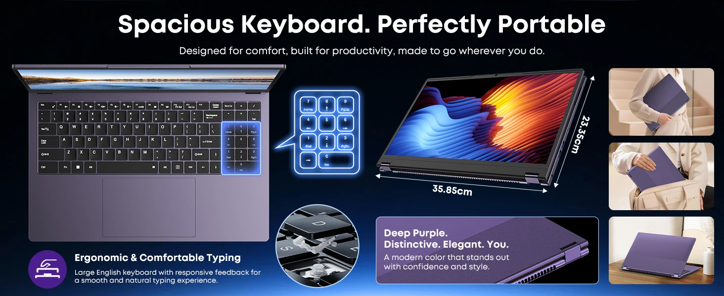 HYPERSTRIX 15.6 Inch 2-in-1 Touchscreen Laptop, 360° Flip Convertible Notebook, Core M3-8100Y, 16GB RAM 512GB SSD, FHD IPS Display, WiFi 5, BT 5.1, Lightweight Computer for Work, Study & Travel