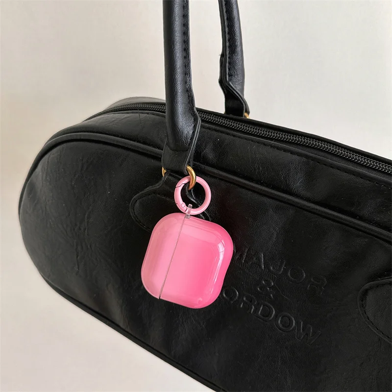 

Simple gradient pink headphone cover for Airpods Pro 2 4 Airpods 4 3 2 1 Pro keychain earphone protection cover For Apple Funda