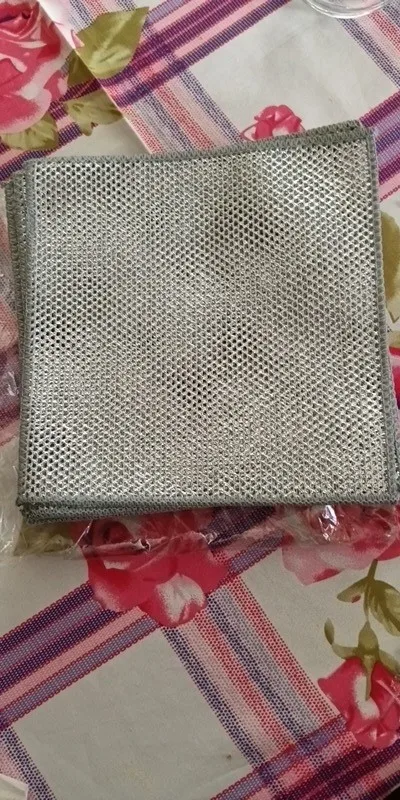 10pcs Magic Dishcloth Silver Wire Cleaning Kitchen Cloth Thickened Microfiber Wash Towel Built-in Sponge Steel Wire Ball Rag photo review