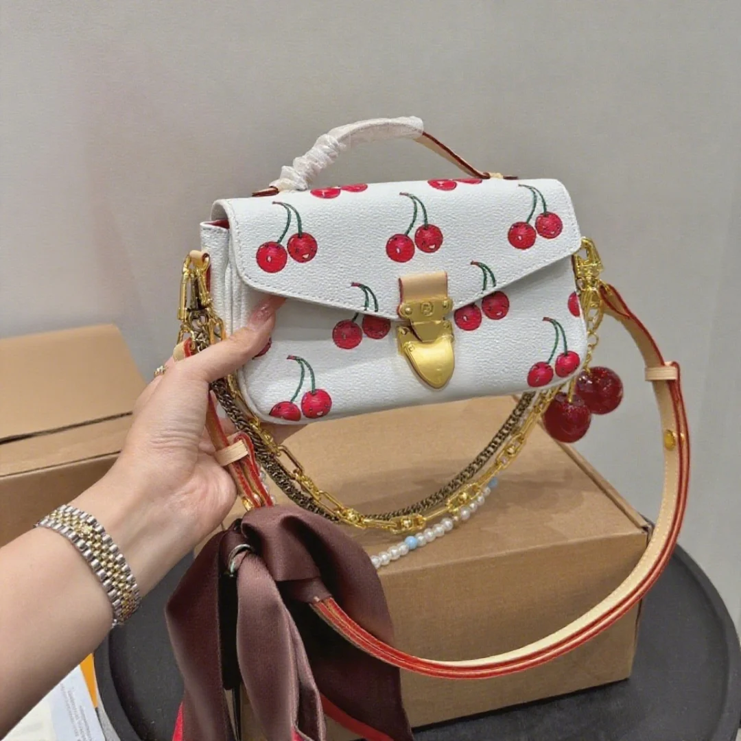 

New Women's Mini Horn Bag Cherry Series Compact Exquisite Fashion High Quality 2025 Female Bag 21*13