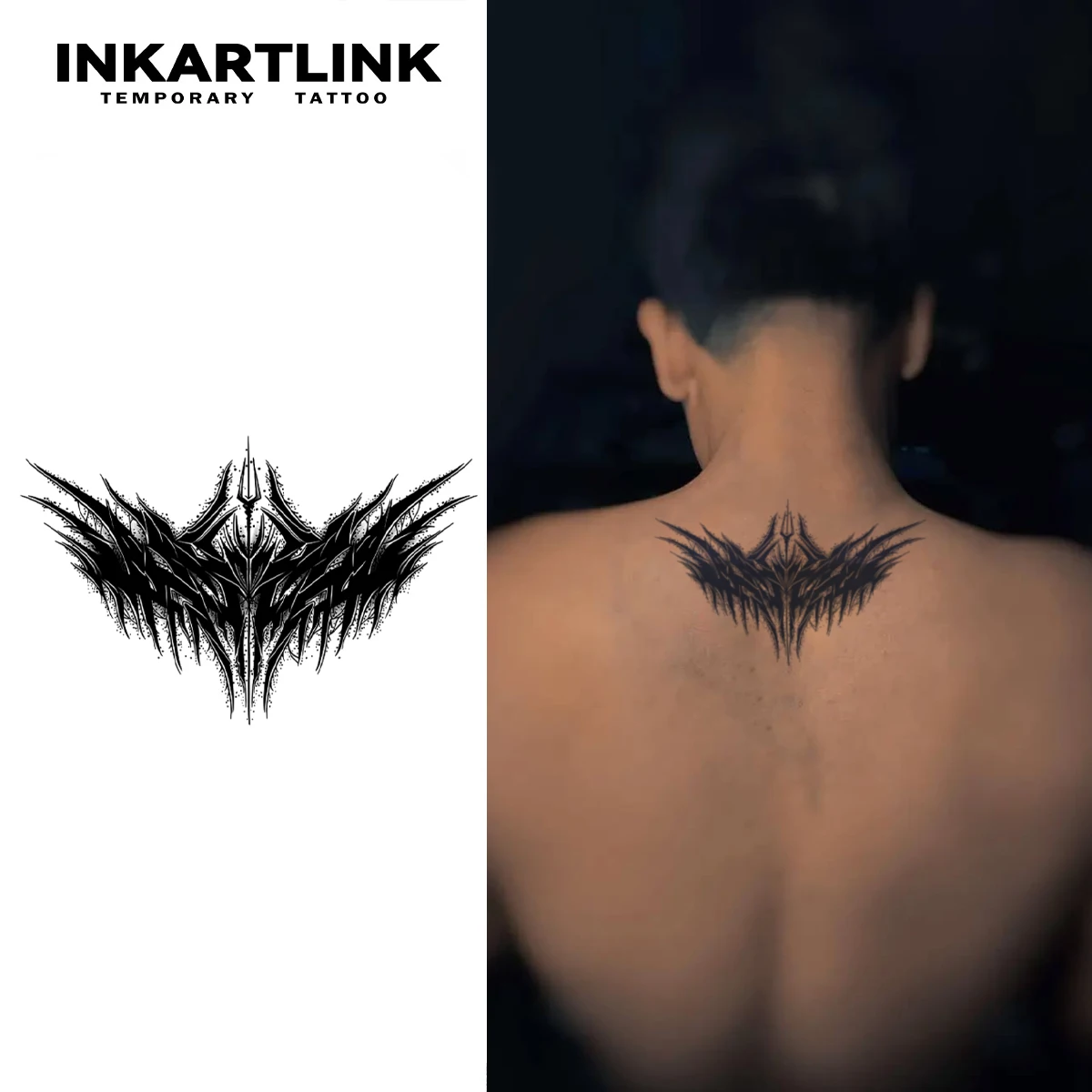 ملصق وشم مؤقت للجناح ، مقاوم للماء ، وشم سحري ، وسائط لصائق حتى 15 يومًا ، وشم مزيف