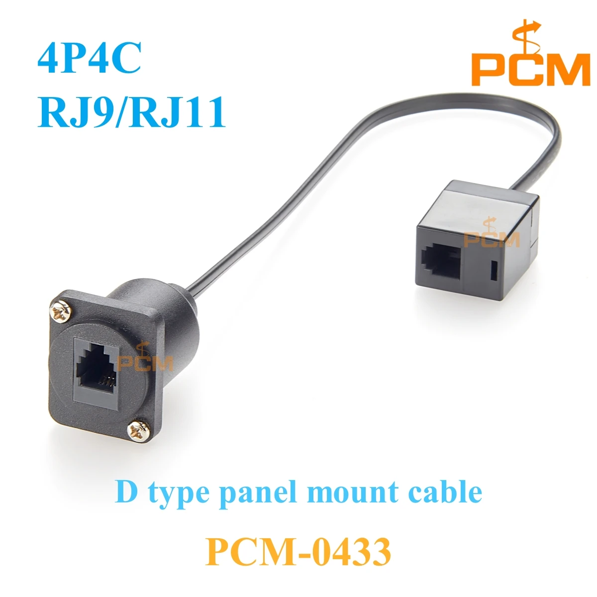 Telephone cable 4P4C RJ9 RJ11 CAT3 Modular plug D type panel mount female to female extension cable,for audio signal