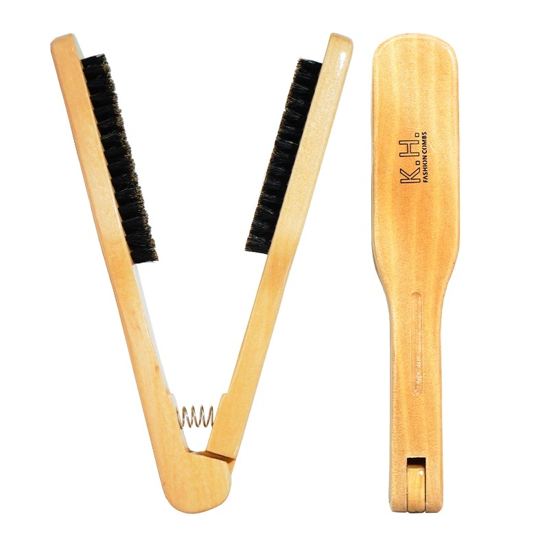 Pro Friseur Haarglätter Haarbürste Nylon Haarglättung Doppelbürsten V-Form Kamm Klemme Styling Werkzeuge DIY – Detail 1