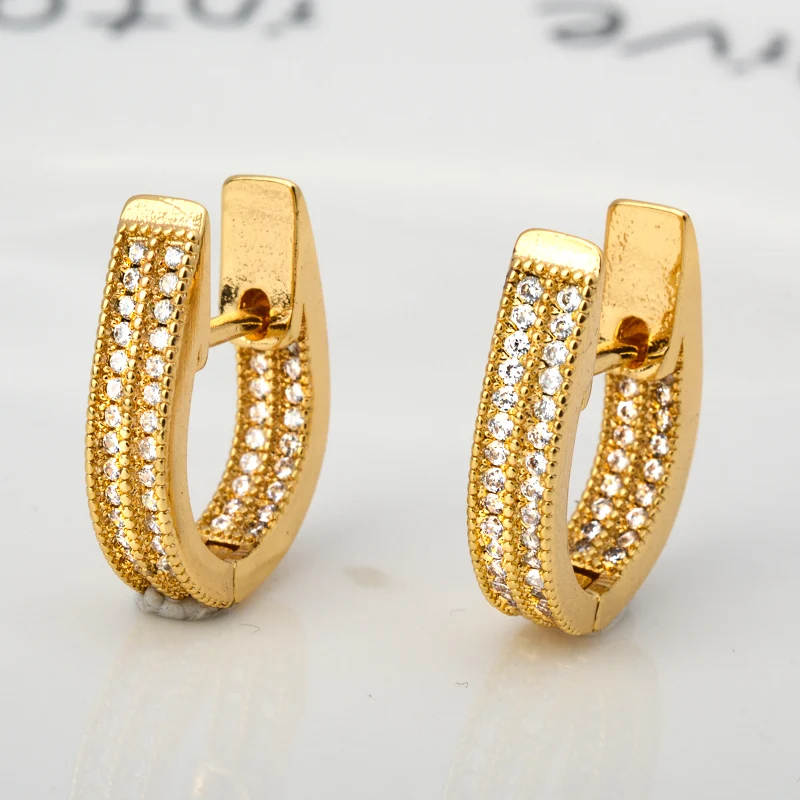 ZEADear  Fashion Unusual Cubic Zircon Geometric Round Gold Plated Earrings Copper High Quality Women Wedding Jewelry Accessories