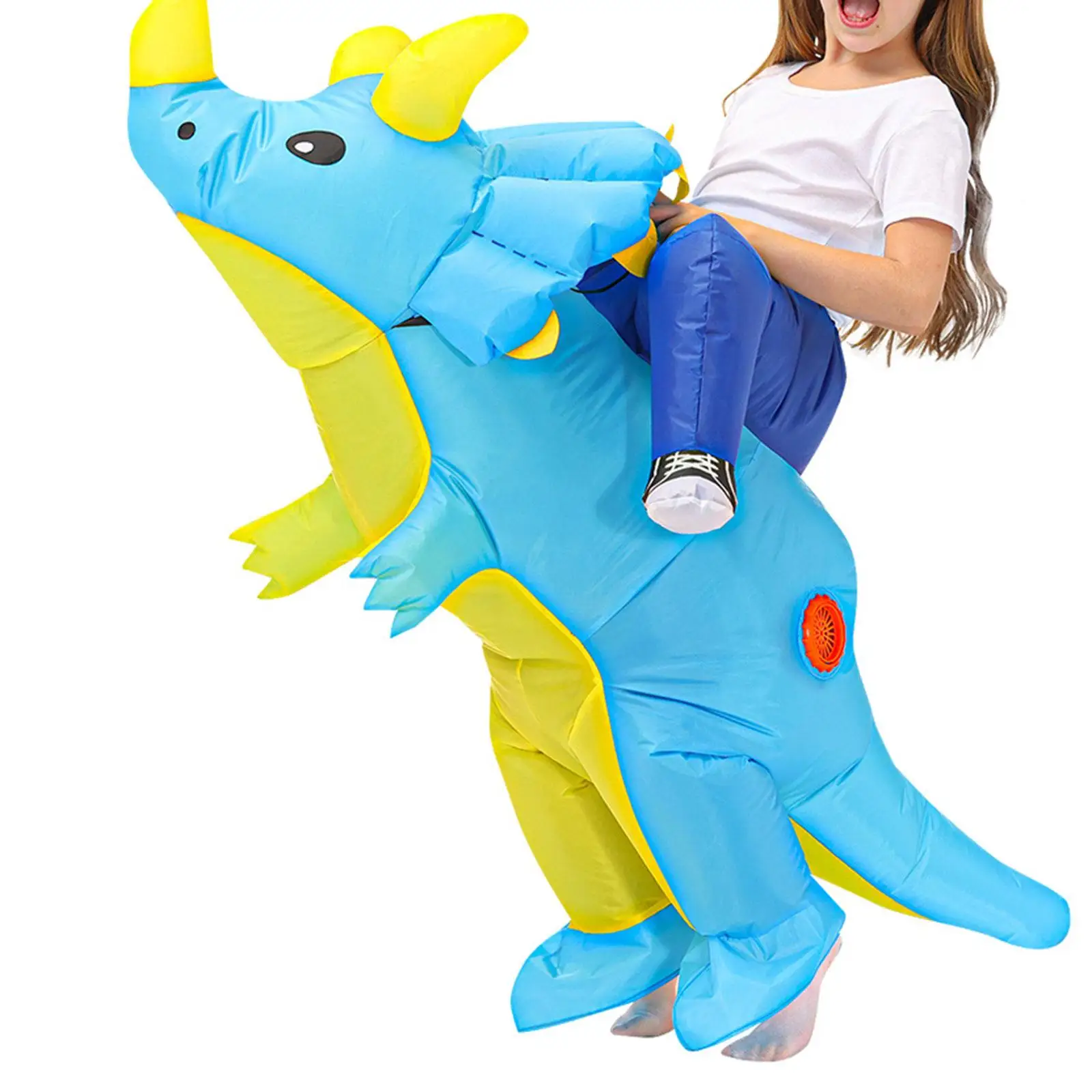 Disfraz de caballo inflable, disfraz de Halloween, Cosplay, paseo en Triceratops, traje inflable para actuación de Festival, Carnaval