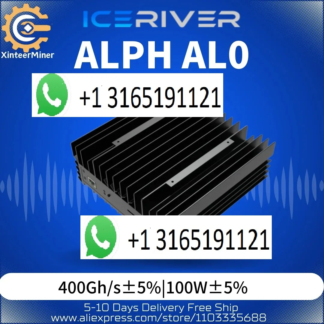 A. BEST DEAL BUY 5 GET 3 FREE ORIGINAL New Iceriver ALPH AL0 400Gh/s 100W ALPH Miner with PSU.