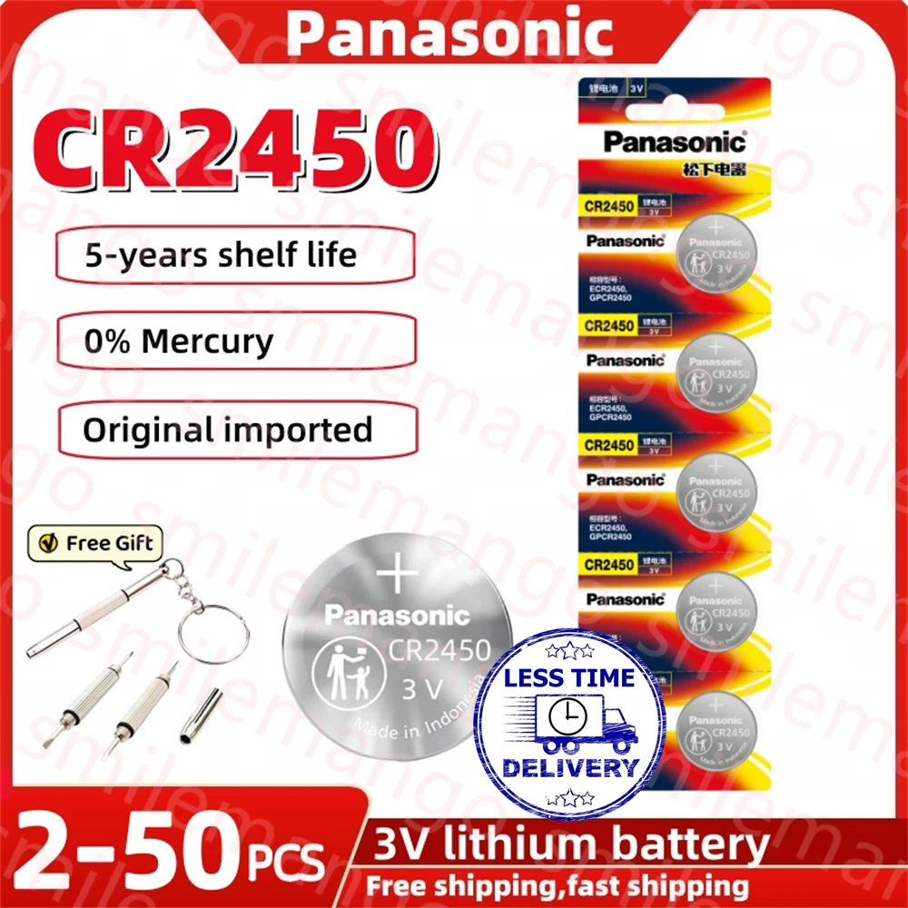 Panasonic 2-50 шт. CR2450 3 в ECR2450 литиевые батареи кнопочная монетница для часов Электронные весы Электрический калькулятор