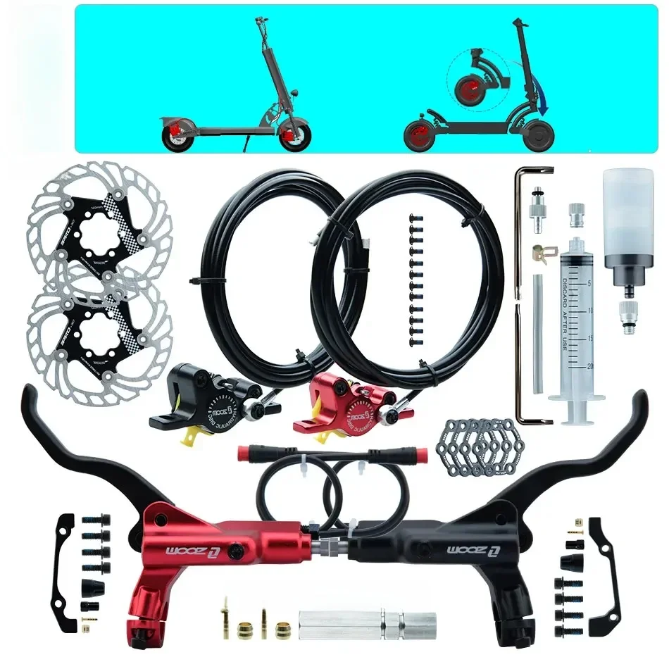 AliExpress Goodtaste ZOOM HB-875E 2-piston Electric Scooter Right Disc Hydraulic Brake Power Off Black Red Split Tube Parts Accessories tools Gasket