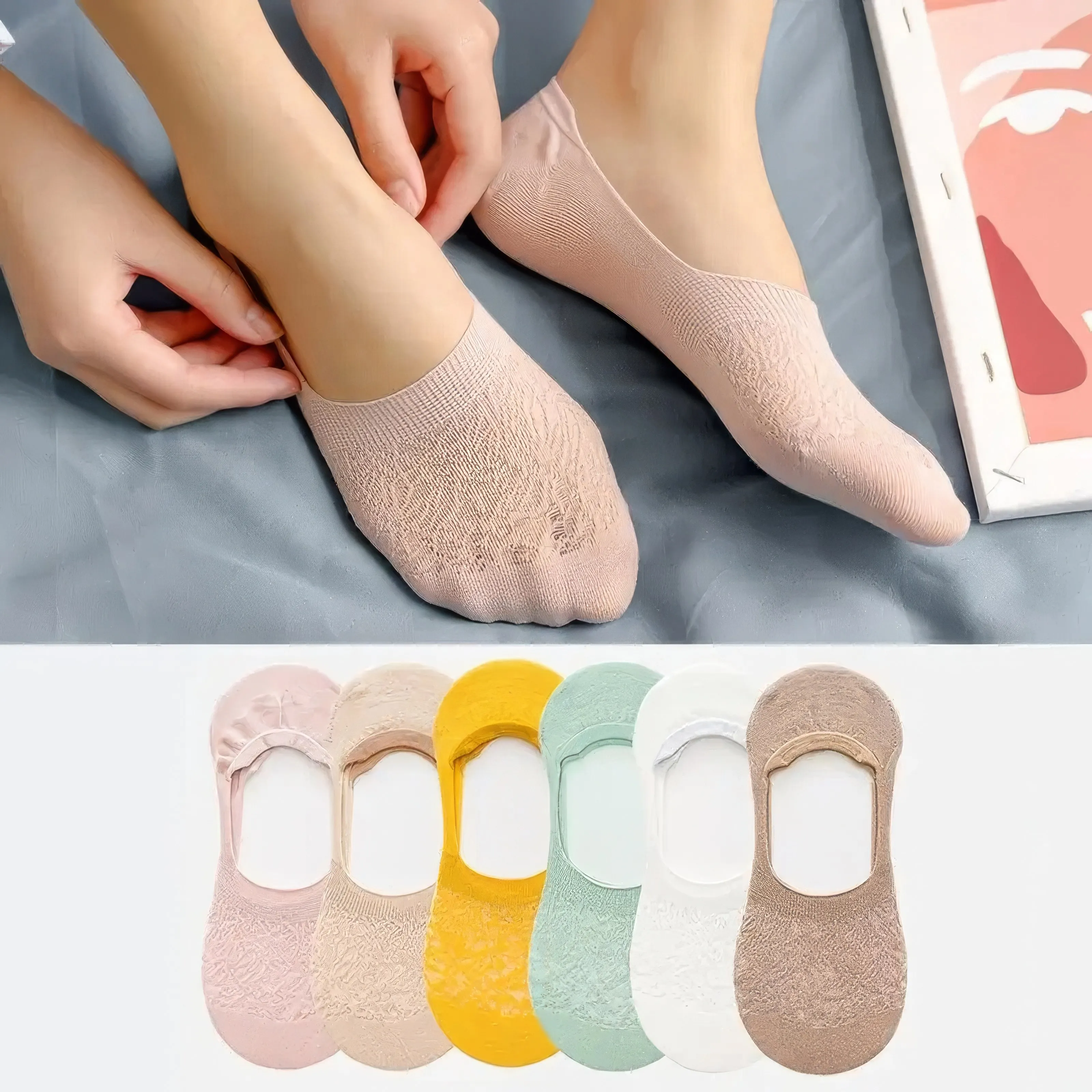 

10 Pairs of Simple Solid Color Lace Invisible Socks, Breathable and Sweat Absorbing, Versatile Short Socks for Summer Commuting