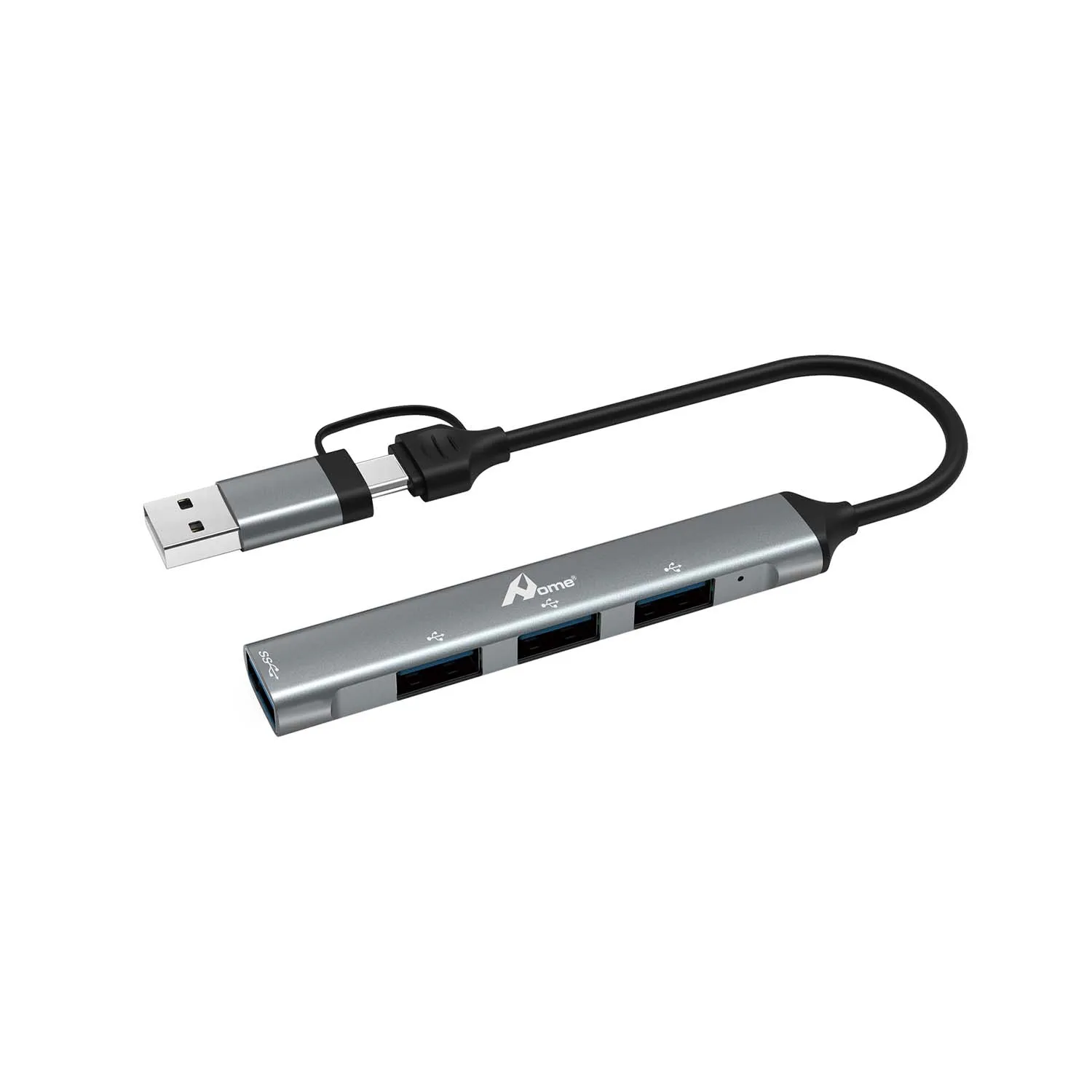 4-in-1 USB-C Hub met 4 USB 3.0-poorten Aluminium multiport-adapter Plug & Play voor laptop pc tablet smartphone
