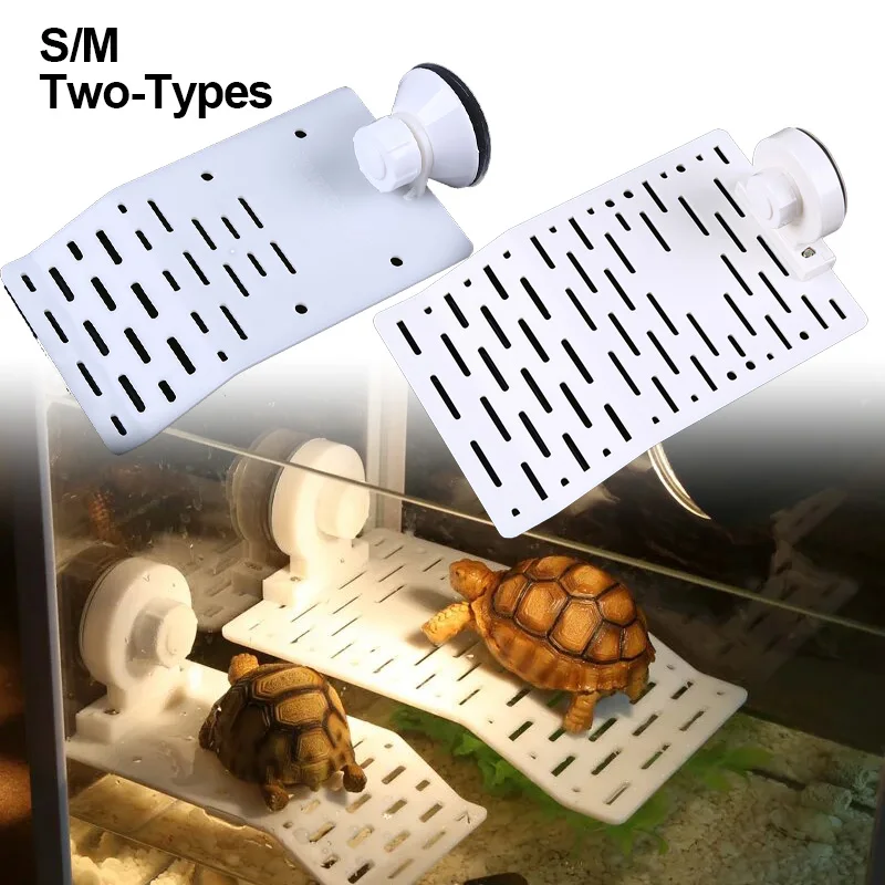 S/M Turtle Basking Platform Aquarium Climb Shelf with Suction Cup Tortoise Resting Terrace for Amphibians Float Decoration