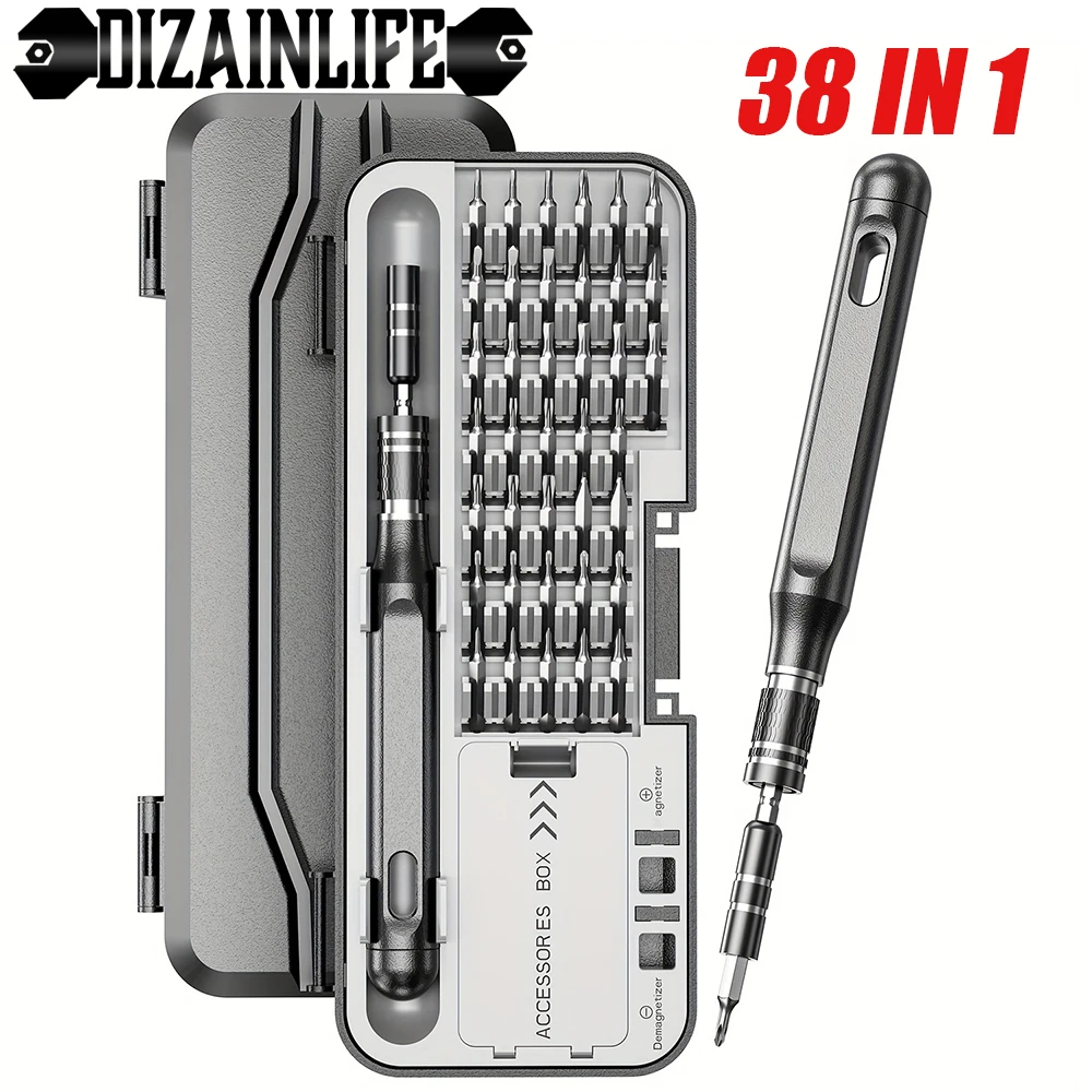 38 In 1 Precision Screwdriver Set Magnetic Hexagonal Cross Screw Driver Bits Heads for Phones Watches Glasses Repairing