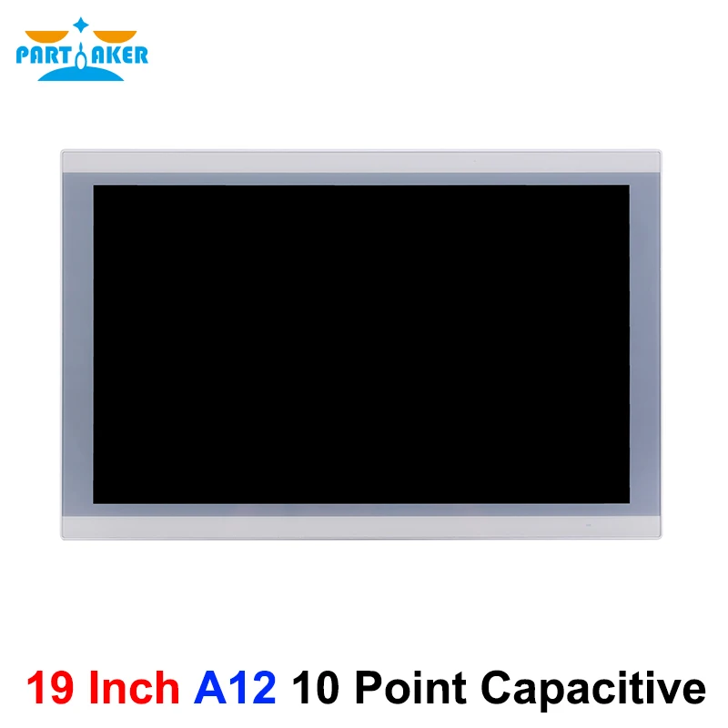 PC Industrial Resistente Partaker de 19 Polegadas com Tela Sensível ao Toque Capacitiva Projetada, Processador Intel J1900 J6412 Core 3-11ª Geração I7 I5 I3