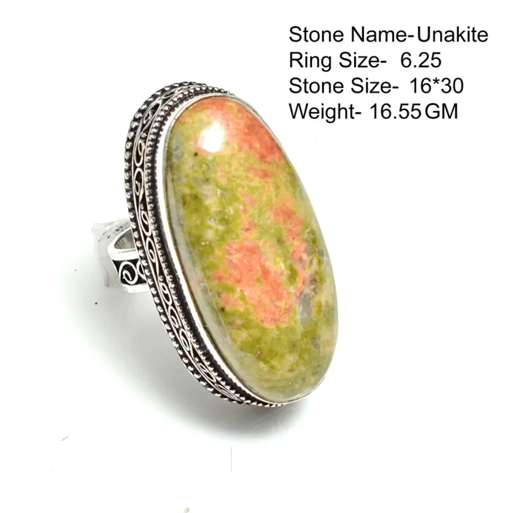 Genuine Moonstone Ruby  Amazonite Jasper Unakite Labradorite Agate Mookaite Antique Ring