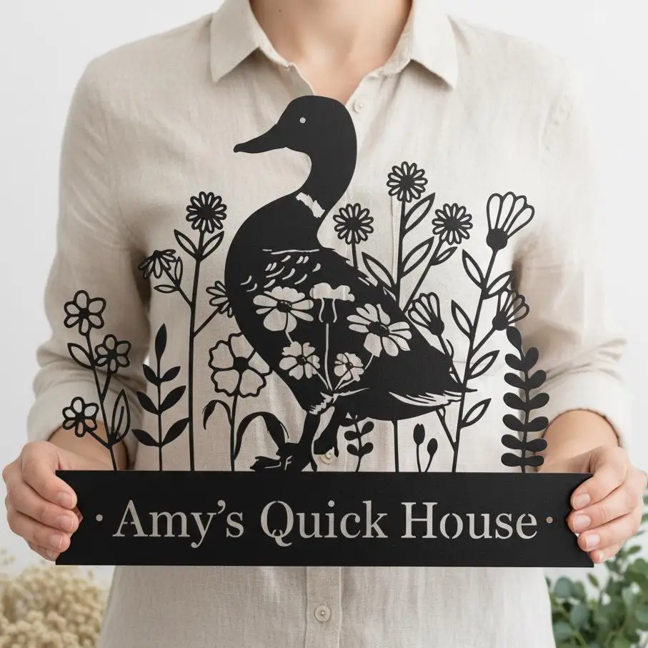 Custom Duck Quick House Sign,Personalized Motel Sign,Duck Plaque,House Metal Sign,Motel Wall Sign,Duck Name Sign