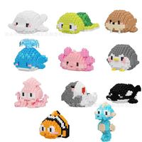 Creative Marine Life Miniature Building Blocks Turtle Killer Whale Beluga Whale Walrus Penguin Educational Toys Christmas Gift