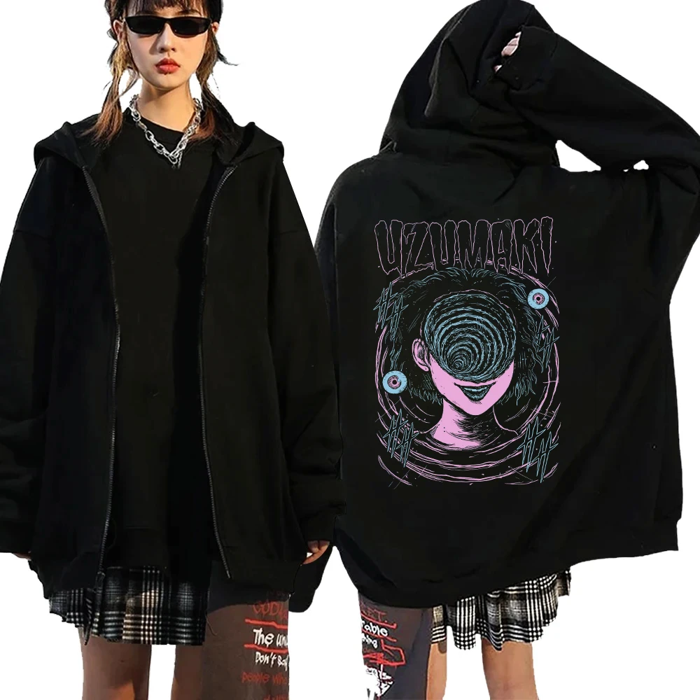 2024 Horror Manga Junji ito Zip up Hoodie Women Men Manga Gothic Harajuku