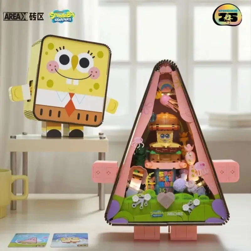 Sembo bloco bob esponja calças quadradas blocos de construção patrick clássico anime cena modelo tijolos luz exibição desktop brinquedos para crianças