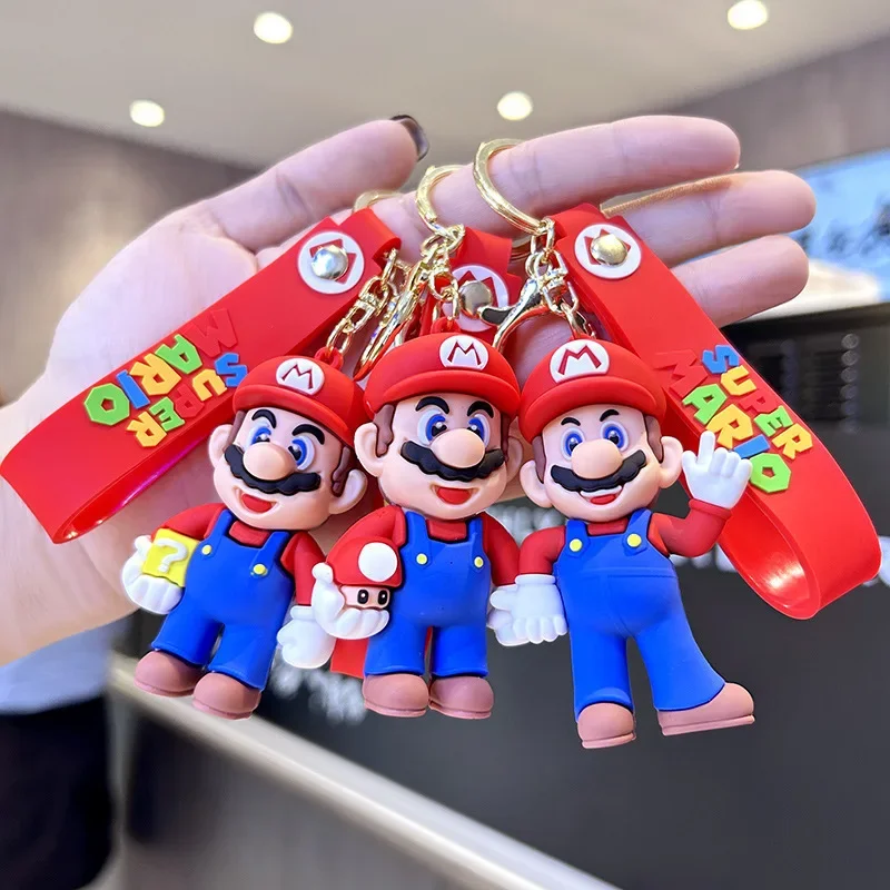 Super Mario Cartoon Drop Glue Chaveiro, Figura de ação fofa, Mochila, Carro, Novo, Criativo, 2024